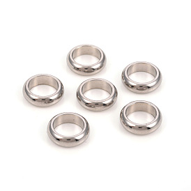201 Stainless Steel Spacer Beads, Large Hole Beads, Flat Round