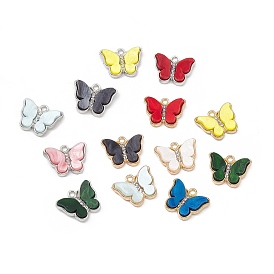 Acrylic Pendants, with Light Gold Tone Alloy Rhinestone Findings, Butterfly Charm