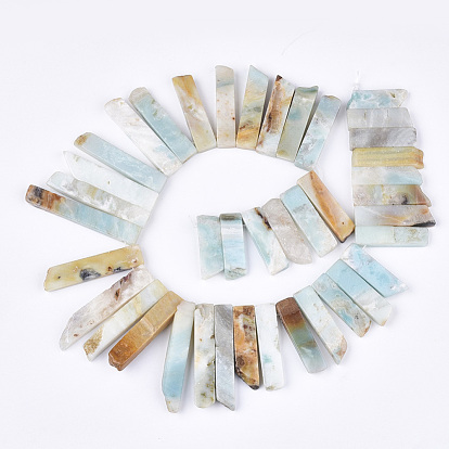 Natural Flower Amazonite Beads Strands, Top Drilled Beads, Graduated Rectangle