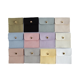 Velvet Jewelry Storage Pouches with Snap Button, for Wedding Party Packaging, Square
