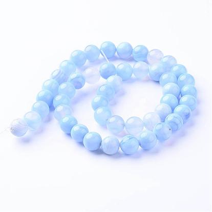 Natural Agate Beads Strands, Round, Dyed