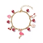 Bracelet à breloques en alliage d'émail et de perles de verre avec 304 chaînes en acier inoxydable pour femme