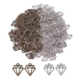 200 pendentifs en alliage pcs, creux, en forme de diamant