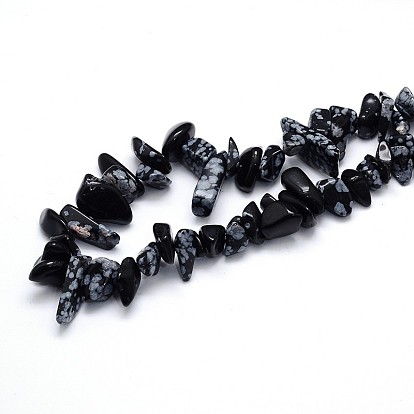 Natural Snowflake Obsidian Beads Strands, Chips