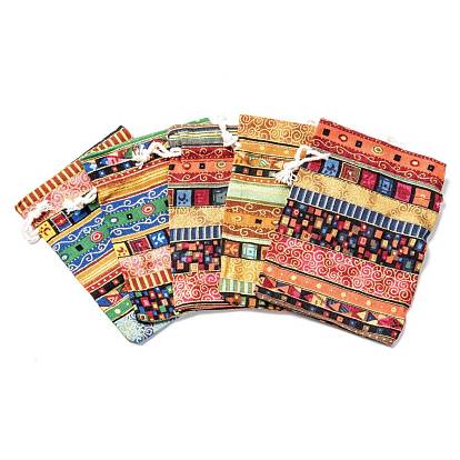 Ethnic Style Cloth Packing Pouches Drawstring Bags, Rectangle