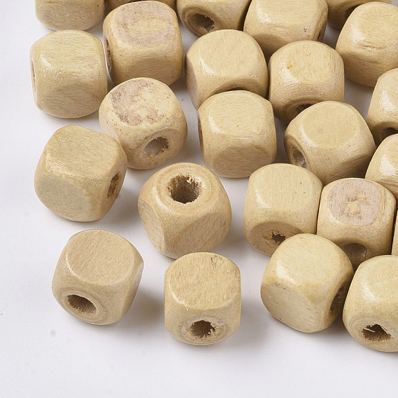 UnDyed Natural Wood Beads, Cube, Lead Free