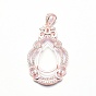 925 Sterling Silver Pendant Cabochon Open Back Settings, with Cubic Zirconia, Teardrop, with 925 Stamp