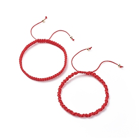 2Pcs 2 Style Nylon Braided Cord Bracelets, Lucky Jewelry for Women Men