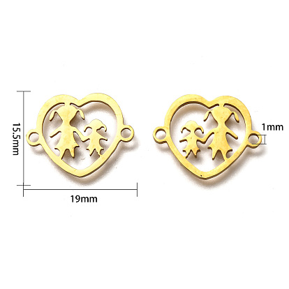 201 Stainless Steel Links Connectors, Laser Cut Links, Heart with Girl