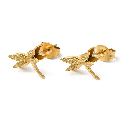 Ion Plating(IP) 304 Stainless Steel 3D Dragonfly Stud Earrings