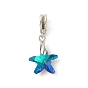 4Pcs 4 Color Glass European Dangle Charms, Large Hole Charms, with Brass Findings, Starfish