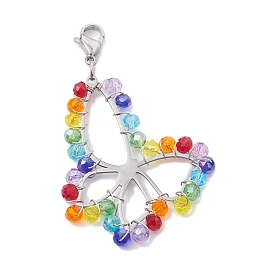 Stainless Steel Glass Pendant Decorations, Butterfly