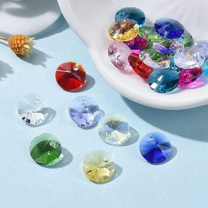 180 piezas 12 colores encantos con piedras de nacimiento encantos de cristal, facetados, cono, rhinestone del rivoli