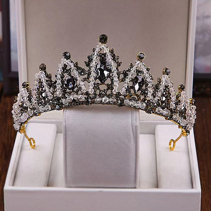 Black Crystal Princess Crown for Bride Wedding Dress Accessories - Elegant and Sparkling
