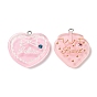 Translucent Resin Rhinestone Pendants, with Platinum Plated Iron Loops, Heart & Strawberry, Mixed Shapes