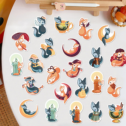 Fox Paper Stickers Set, Waterproof Adhesive Label Stickers, for Water Bottles, Laptop, Luggage, Cup, Computer, Mobile Phone, Skateboard, Guitar Stickers