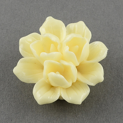 Resin Flower Cabochons, Plastic Cabochons for Jewelry Making, 39x18mm
