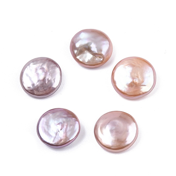 Natural Baroque Keshi Pearl Beads, Freshwater Pearl Beads, No Hole, Flat Round