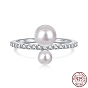 925 anillos de plata esterlina con circonita cúbica, anillo de perlas con sello s925