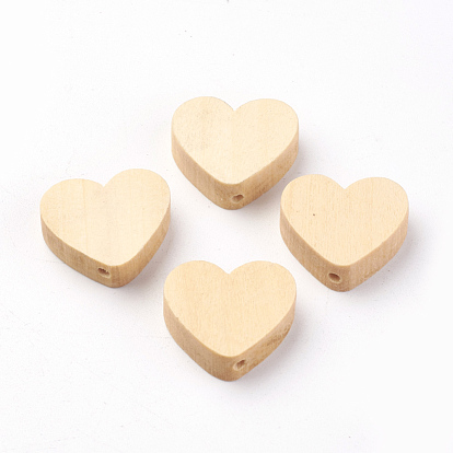 Unfinished Maple Wood Beads, Natural Wooden Beads, Heart