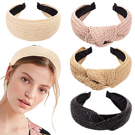 Fashionable Woven Rafi Headband Hair Accessories - Simple, Wide-brimmed, Knotted Hairband.