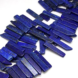 Pierre naturelle lapis lazuli perles brins, parallélépipède irrégulier, 15~70x9~12x5~7mm, Trou: 2mm, Environ 39 pcs/chapelet, 15.74 pouce