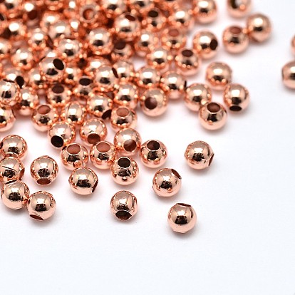 Brass Solid Round Beads, Lead Free & Cadmium Free & Nickel Free, 2mm, Hole: 0.5mm