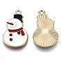 Eco-Friendly Alloy Enamel Pendants, Cadmium Free & Lead Free & Nickel Free, Christmas Snowman, Light Gold