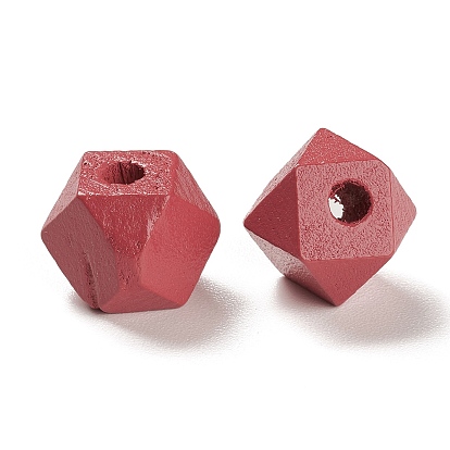 Spray Painted Natural Maple Wood Beads, Hexagon