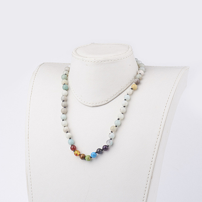 Chakra bijoux, colliers de perles de pierres précieuses, avec fermoir magnétique en laiton