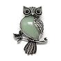 Natural & Synthetic Mixed Stone Big Pendants, with Alloy Findings, Owl, Antique Silver