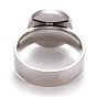 304 anillos de dedo del acero inoxidable, con un claro zirconia cúbico, plano y redondo