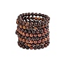 Bracelets extensibles unisexes en bois naturel avec perles, ronde