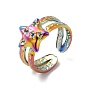 304 fornituras de anillo de puño abierto de acero inoxidable, configuración de anillo para diamantes de imitación, estrella