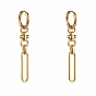 304 Stainless Steel Huggie Hoop Earrings, with Brass Handmade Link Chains