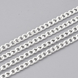 304 Stainless Steel Cuban Link Chains, Chunky Curb Chains, Twisted Chains, Unwelded, with Spool