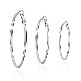 925 Sterling Silver Oversized Circle Hoop Earrings for Women, Trendy Round Ring Ear Cuffs with Personality and Style