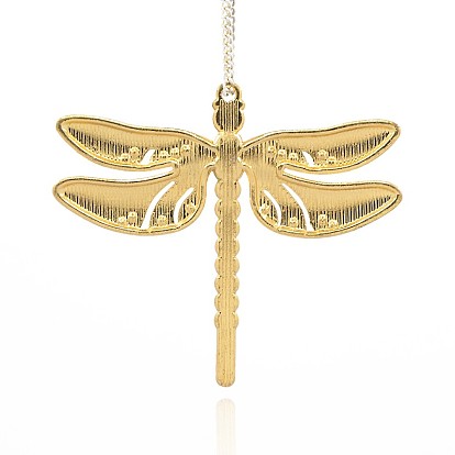 Golden Tone Alloy Enamel Insect Pendants, with Crystal Rhinestones, Dragonfly Necklaces Charms, 56x64x5mm, Hole: 2mm