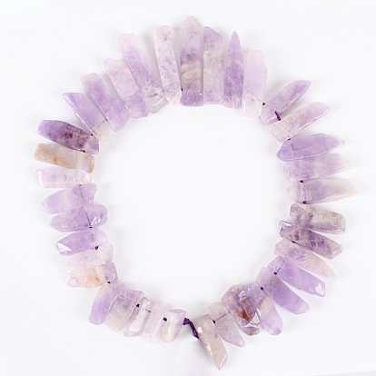 Natural Amethyst Gemstone Bead Strands, Rough Nuggets, 17~53x6~18x4~10mm, Hole: 2mm, about 35~41pcs/strand, 15.75 inch