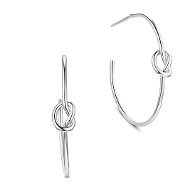 SHEGRACE 925 Sterling Silver Stud Earrings, Half Hoop Earrings, Arch with Knot