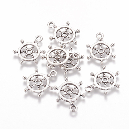 Tibetan Style Alloy Pendants, Lead Free and Cadmium Free, Rudder/Helm, 21x15.5x2mm, Hole: 2mm, about 800pcs/1000g
