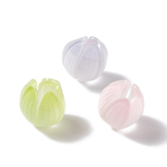 Perlas de acrílico de tulipán, imitación de jade, para la fabricación de la joyería diy