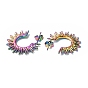 304 Stainless Steel Sun Stud Earrings, Half Hoop Earrings for Women