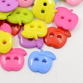 Acrylic Sewing Buttons for Costume Design, Plastic Buttons, 2-Hole, Dyed, Apple