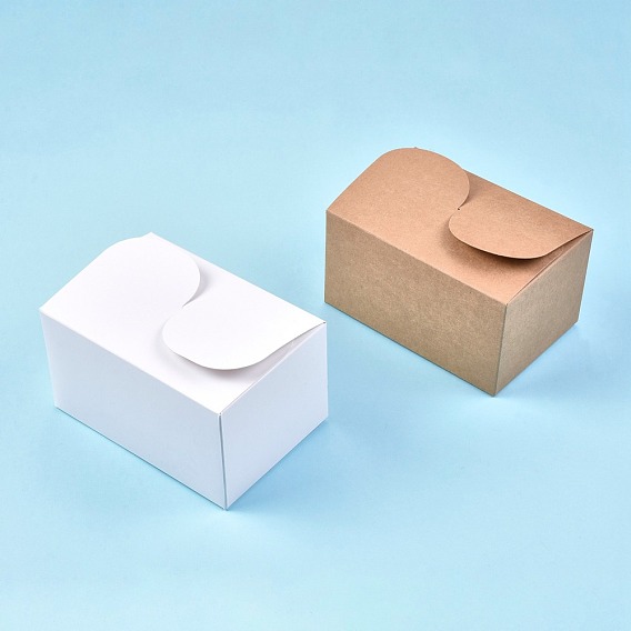 Foldable Kraft Paper Box, Gift Packing Box, Bakery Cake Cupcake Box Container, Rectangle