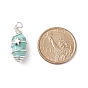 Gemstone Double Terminal Pointed Pendants, with Silver Tone Copper Wire Wrapped & Alloy Star Beads, Faceted Bullet Charm