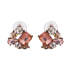 Sparkling Diamond Geometric Earrings for Women - Chic European Style Jewelry