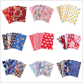 Tissu artisanal en coton, lot rectangle patchwork peluches différents modèles, pour bricolage couture quilting scrapbooking, avec motif de style zéphyr japonais