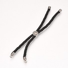 Изготовление браслета нейлонового шнура, с латунной фурнитурой , долговечный, слайдерные браслеты, плоско-круглые