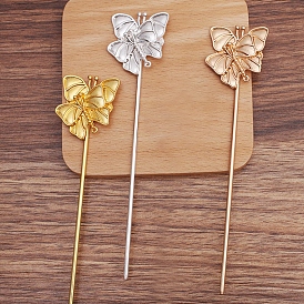 Accessoires de bâton de cheveux en fer, avec des réglages en alliage d'émail, à double papillon
